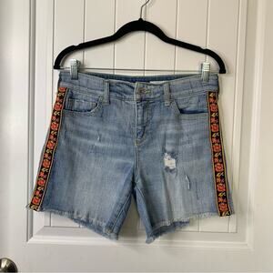 Anthropologie‎ Pilcro embroidered denim distressed cut off shorts size 26